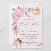 Roze Floral Rozen Fairies Baby shower Kaart (Voorkant)
