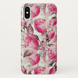  Roze Floral Rozen Patroon iPhone X Hoesje
