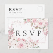 Roze Floral RSVP-Briefkaart met keuze uit maaltijd Uitnodiging Briefkaart (Voorkant / Achterkant)