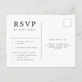 Roze Floral RSVP-Briefkaart met keuze uit maaltijd Uitnodiging Briefkaart (Achterkant)