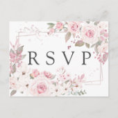 Roze Floral RSVP-Briefkaart met keuze uit maaltijd Uitnodiging Briefkaart (Voorkant)