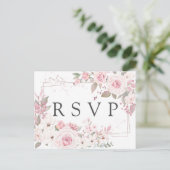 Roze Floral RSVP-Briefkaart met keuze uit maaltijd Uitnodiging Briefkaart (Staand voorkant)