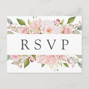 Roze Floral RSVP-Briefkaart met keuze uit maaltijd Uitnodiging Briefkaart