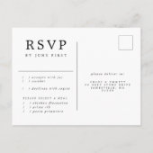 Roze Floral RSVP-Briefkaart met keuze uit maaltijd Uitnodiging Briefkaart (Achterkant)