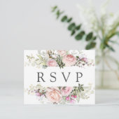 Roze Floral RSVP-Briefkaart met keuze uit maaltijd Uitnodiging Briefkaart (Staand voorkant)
