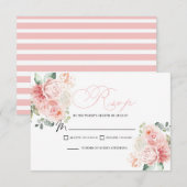 Roze Floral RSVP Enclosure Card Kaartje (Voorkant / Achterkant)