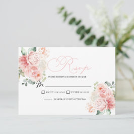 Roze Floral RSVP Enclosure Card Kaartje