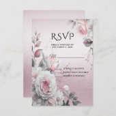 Roze Floral RSVP-kaart RSVP Kaartje (Voorkant / Achterkant)