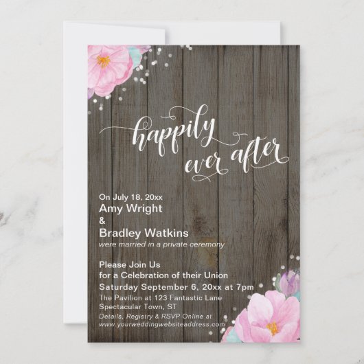 Roze Floral Rustic, gelukkig altijd na ontvangst Kaart (Voorkant)