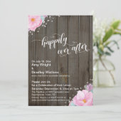 Roze Floral Rustic, gelukkig altijd na ontvangst Kaart (Staand voorkant)