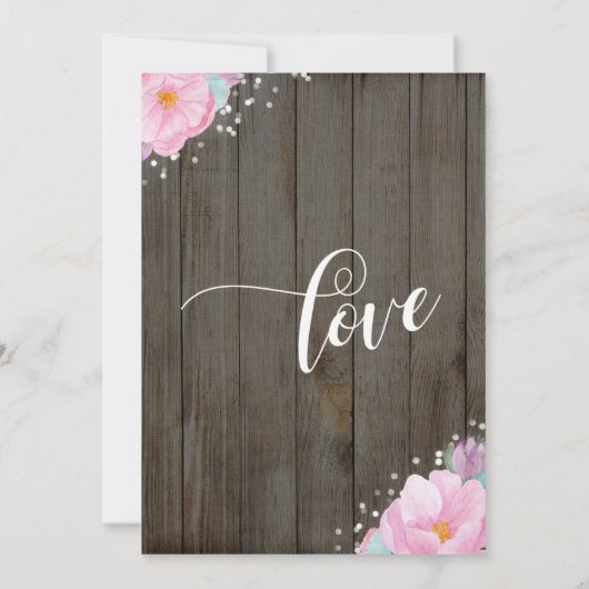 Roze Floral Rustic, gelukkig altijd na ontvangst Kaart (Achterkant)