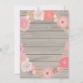 Roze Floral Rustic Wood Baby Shower Invitations Kaart (Achterkant)