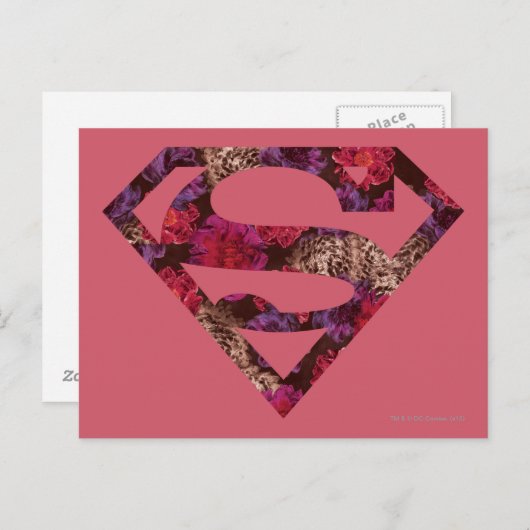 Roze Floral S-Shield Briefkaart (Voorkant / Achterkant)