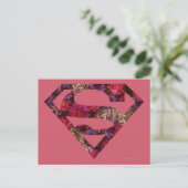 Roze Floral S-Shield Briefkaart (Staand voorkant)