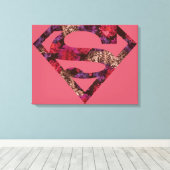 Roze Floral S-Shield Canvas Afdruk (Insitu (Houten vloer))