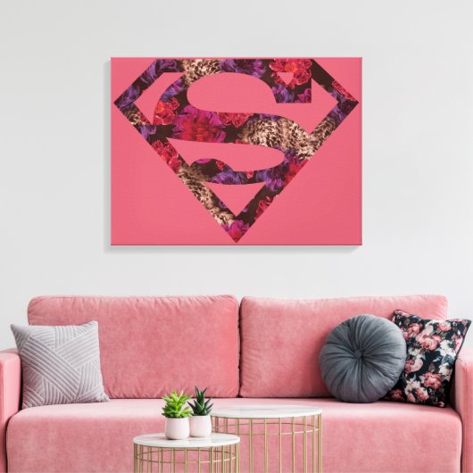 Roze Floral S-Shield Canvas Afdruk (Insitu (Woonkamer))