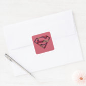 Roze Floral S-Shield Vierkante Sticker (Envelop)