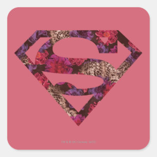 Roze Floral S-Shield Vierkante Sticker