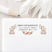 Roze Floral Safari drive op Baby shower adres Etiket (Insitu)