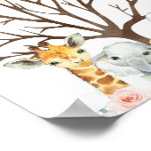 Roze Floral Safari Fingerprint Guestbook Poster (Hoek)