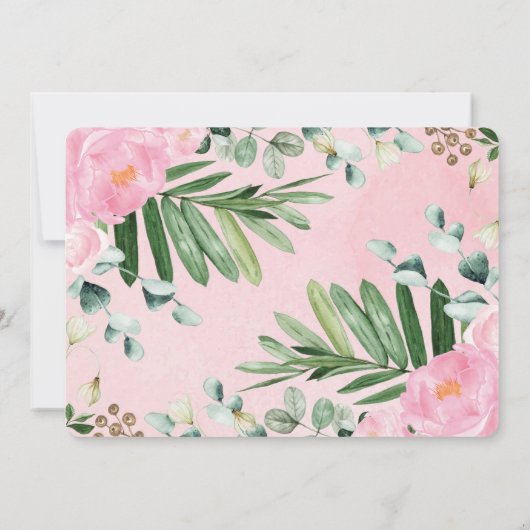  roze Floral Safari Wilde Een eerste verjaardag Kaart (Achterkant)