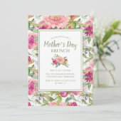 Roze Floral Sage Green White Moederdag Brunch Kaart (Staand voorkant)