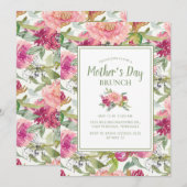 Roze Floral Sage Green White Moederdag Brunch Kaart (Voorkant / Achterkant)