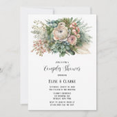 Roze Floral Sage Greenery Couples Shower Kaart (Voorkant)