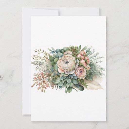 Roze Floral Sage Greenery Couples Shower Kaart (Achterkant)