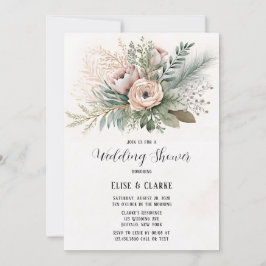 Roze Floral Sage Greenery Wedding Shower Invitatio Kaart