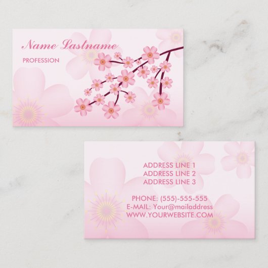 Roze Floral Sakura Cherry Blossom Tree Branch Visitekaartje