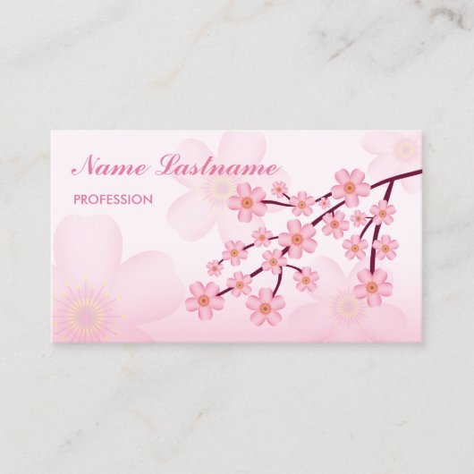 Roze Floral Sakura Cherry Blossom Tree Branch Visitekaartje (Voorkant)