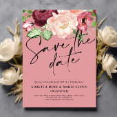Roze floral Save the date Invitation Kaart