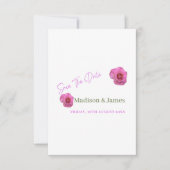 Roze floral save the date uitnodiging (Voorkant)