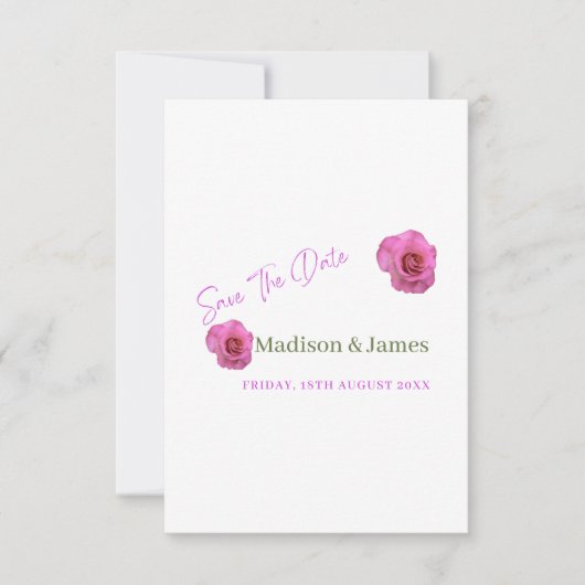 Roze floral save the date uitnodiging (Voorkant)