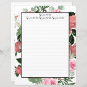 Roze Floral-schrijfpapier uit de Magnolia (Voorkant / Achterkant)