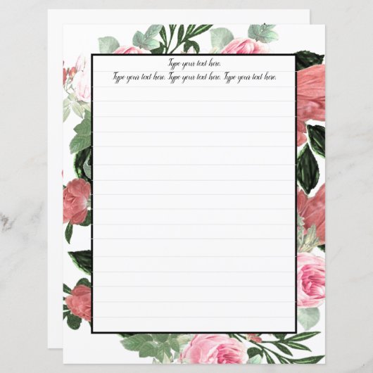 Roze Floral-schrijfpapier uit de Magnolia (Voorkant / Achterkant)
