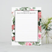 Roze Floral-schrijfpapier uit de Magnolia (Staand voorkant)