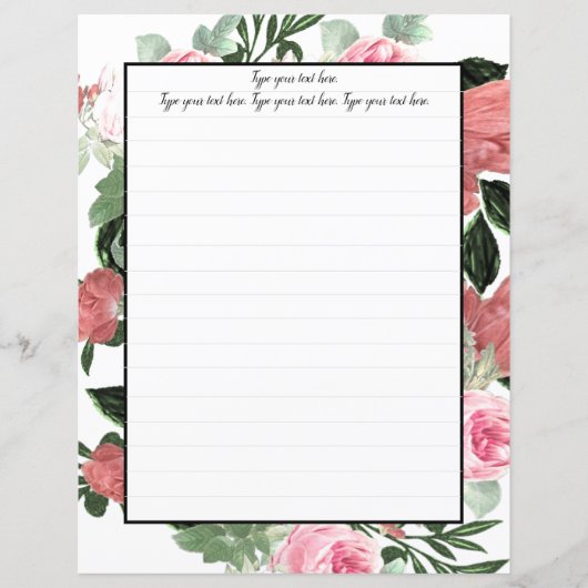 Roze Floral-schrijfpapier uit de Magnolia (Voorkant)