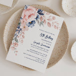 Roze Floral Script 80th Birthday Party Kaart<br><div class="desc">kondig de komende verjaardag aan met onze moderne pastelroze indigo blue waterverf floralt-uitnodiging. Met prachtige botanische waterverf bloom. U kunt de stijl en plaatsing van de tekst gewoon aanpassen door op de knop Aanpassen te klikken om de stijl en plaatsing van de tekst verder te herschikken en te formatteren. Het...</div>