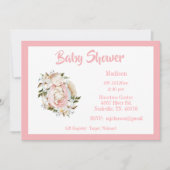  Roze Floral Script Girl Baby shower Kaart (Voorkant)