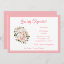  Roze Floral Script Girl Baby shower