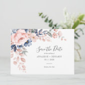 Roze Floral Script Greenery Modern Wedding Save The Date (Staand voorkant)