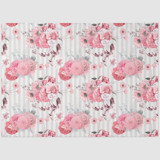 Roze Floral Series Design 10 Tissuepapier (Voorkant)
