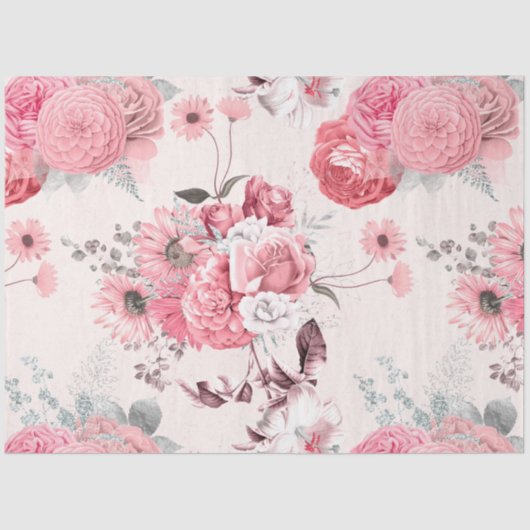 Roze Floral Series Design 5 Tissuepapier (Voorkant)