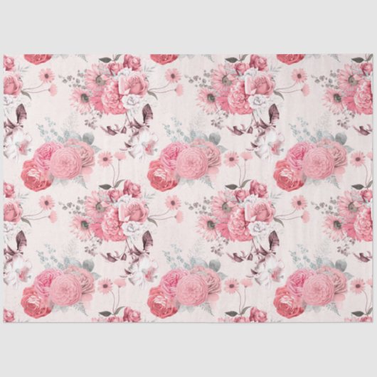 Roze Floral Series Design 9 Tissuepapier (Voorkant)