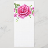 Roze Floral Shabby Chic Menu Kaart (Achterkant)