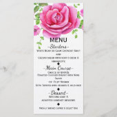 Roze Floral Shabby Chic Menu Kaart (Voorkant)