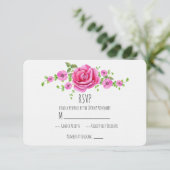 Roze Floral Shabby Chic Wedding RSVP Kaart (Staand voorkant)
