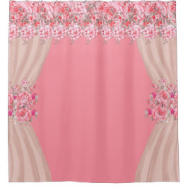 Roze Floral Shower Curtain Douchegordijn